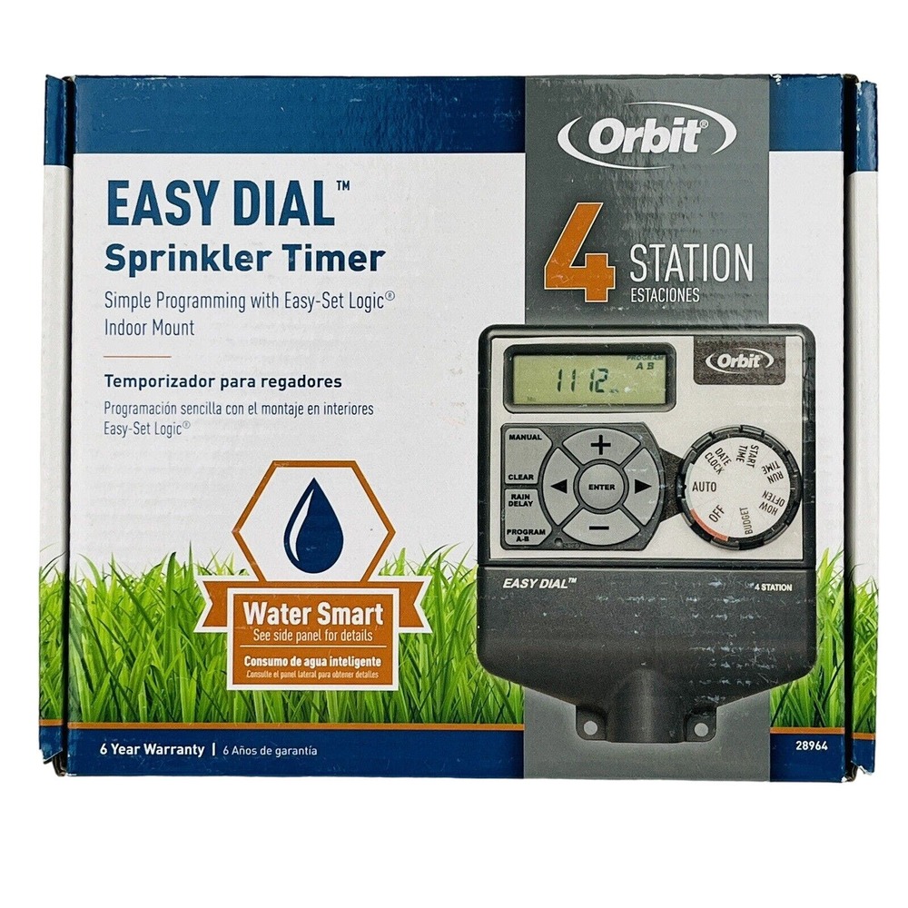 Orbit Easy Dial Sprinkler Timer 4 Station Easy Dial‎ 28964 Simple Programming